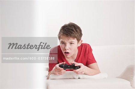 Teenage Boy Playing Video Games, Mannheim, Baden-Wurttemberg