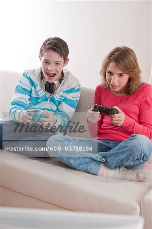 Teenagers Playing Video Games, Mannheim, Baden-Wurttemberg, Germany