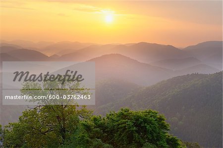 Sunrise over Mountains, Nothweiler, Pfalzerwald,  Rhineland-Palatinate, Germany