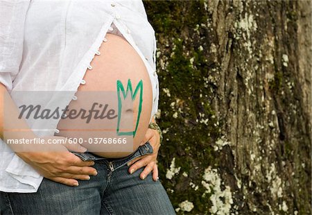 Close-up of Pregnant Woman's Belly, Salzburg, Austria