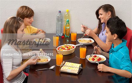 Children Eating Pasta