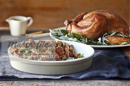 Turkey on Platter with Stuffing Turkey on Platter with Stuffing