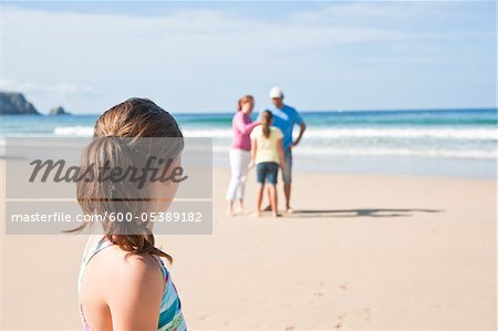 Family on Beach, Camaret-sur-Mer, Finistere, Bretagne, France