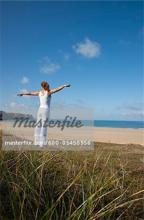 woman on Beach, Camaret-sur-Mer, Finistere, Bretagne, France