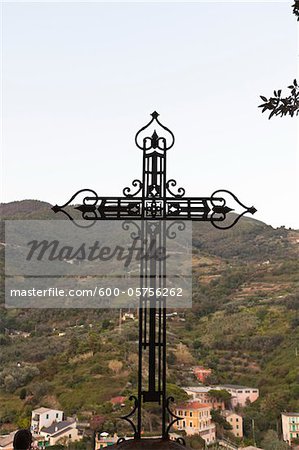 Iron Cross, Capuchin Monastery, San Cristoforo Hill, Monterosso al Mare, Cinque Terre, Ligurian Coast, Italy