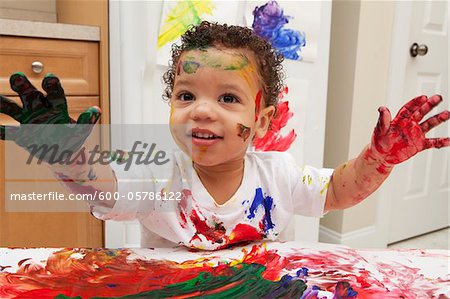 Little Boy Finger Painting