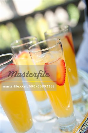 Tray of Orange Juice and Strawberries, Toronto, Ontario, Canada