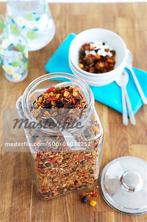 Jar of Granola with Dried Fruit