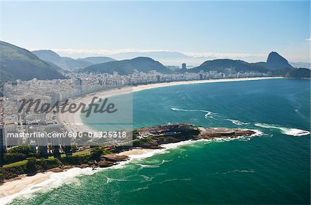 Aerial View of Copacabana Beach and Sugarloaf Mountain, Rio de Janeiro, Brazil