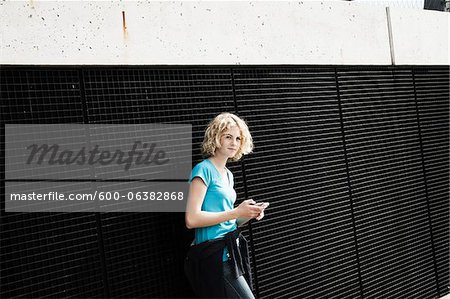 Girl Holding Tablet in Playground, Mannheim, Baden-Wurttemberg, Germany