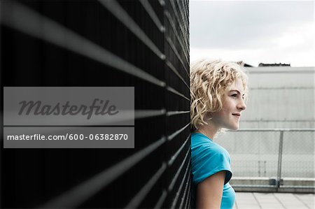 Girl Looking into the Distance in Playground, Mannheim, Baden-Wurttemberg, Germany