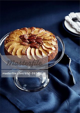 Apple Walnut Cake on Cake Stand