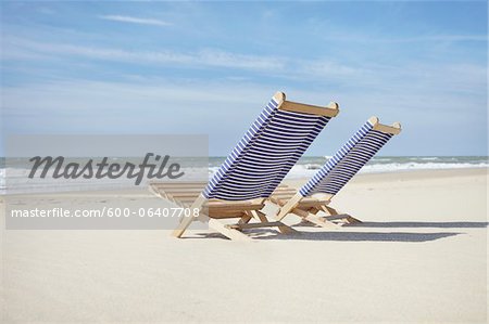 Pair of Beach Chairs, Lacanau, Gironde, Aquitaine, France