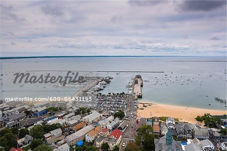 Overview of Town and Harbour, Provincetown, Cape Cod, Massachusetts, USA