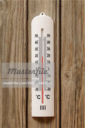 Close-up of Thermometer at 20 Degrees Celsius