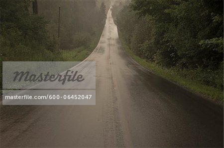 Wet Road in Rain, West Gwillimbury, Ontario, Canada