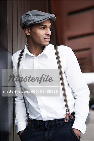 Portrait of Man Leaning Against Wall, Mannheim, Baden-Wurttemberg, Germany