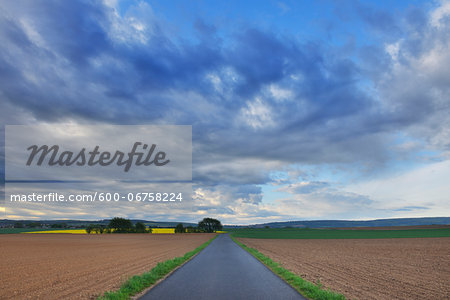 Road through Fields, Grossostheim, Bachgau, Bavaria, Germany