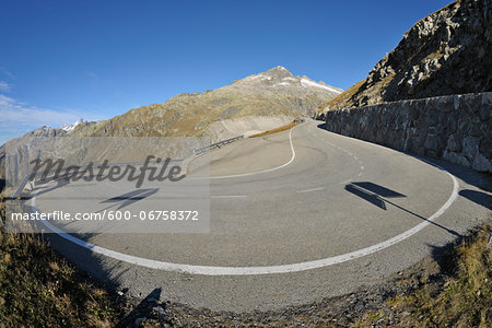 Hairpin Turn in Furka Pass in Autumn, Valais, Switzerland