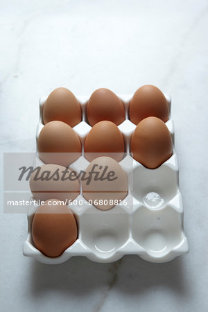 Overhead View of Brown Eggs, Studio Shot