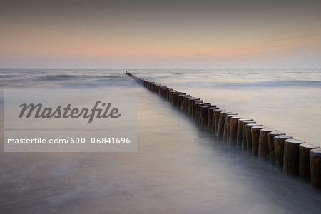 Groyne before sunrise, Zingst, Darss, Fischland-Darss, Baltic sea, Mecklenburg-Western Pomerania, Germany, Europe Groyne before sunrise, Zingst, Darss, Fischland-Darss, Baltic sea, Mecklenburg-Western Pomerania, Germany, Europe