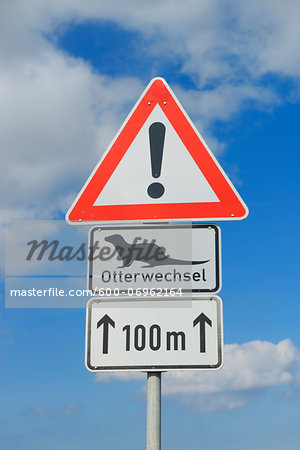 Otter Crossing Sign, Fischland-Darss-Zingst, Mecklenburg-Western Pomerania, Germany