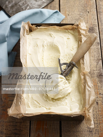 Overhead View of Tray of Homemade Ice Cream, Studio Shot