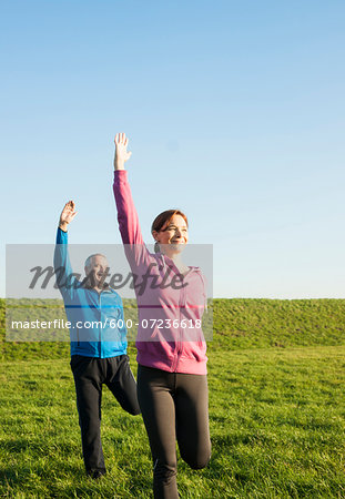 Man and Woman Exercising Outdoors, Baden-Wurttemberg, Germany