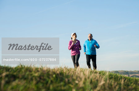 Couple Jogging Outdoors, Mannheim, Baden-Wurttemberg, Germany