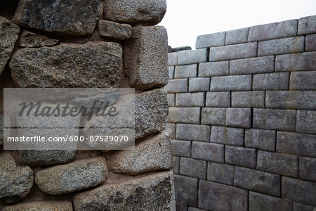 Close-up of Stone Walls, Machu Picchu, Urubamba Province, Cusco Region, Peru