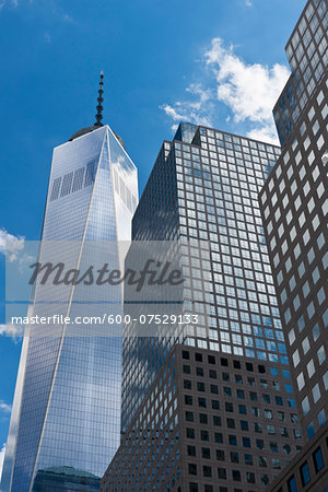 Close-up of One World Trade Center (Freedom Tower) and World Trade Center, New York City, New York, USA