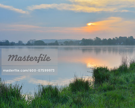 Lake at Sunrise, Ober-Moos, Grebenhain, Vogelsberg District, Hesse, Germany