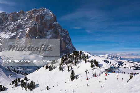 Saslong and Sella Group, Val Gardena, Bolzano District, Trentino Alto Adige, Dolomites, Italy