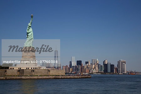 Statue Of Liberty with New York City Skyline, New York, USA