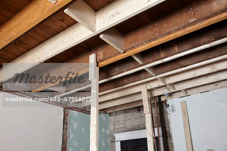 Ceiling Joists Of Home Under Construction Stock Photo