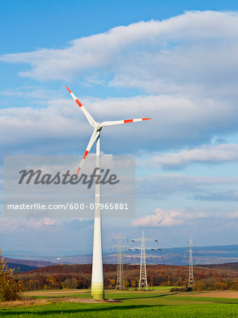 Wind Turbines in Countryside, Weser Hills, North Rhine-Westphalia, Germany
