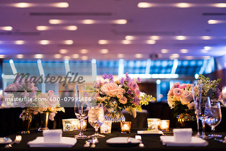 Place Settings and Centrepieces at Wedding Reception