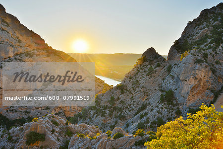 Sunset in Canyon du Verdon, Lake Sainte Croix, Parc Naturel Regional du Verdon, Alpes-de-Haute-Provence, Provence, France Sunset in Canyon du Verdon, Lake Sainte Croix, Parc Naturel Regional du Verdon, Alpes-de-Haute-Provence, Provence, France