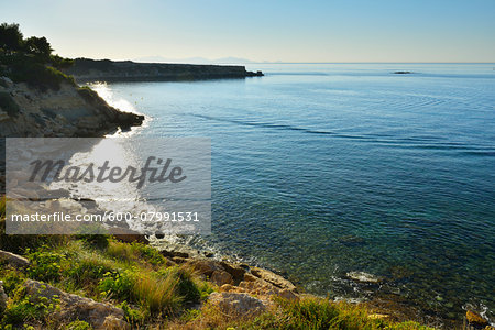 Stone Coast with Sea, La Couronne, Martigues, Cote Bleue, Mediterranean Sea, Bouches-du-Rhone, Provence-Alpes-Cote d'Azur, France