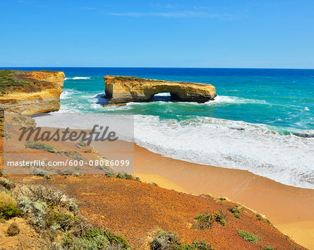 Eroded Limestone Rock in Ocean in Summer, London Arch, Port Campbell National Park, Great Ocean Road, Victoria, Australia
