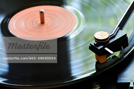 Close-up of Record on Turntable