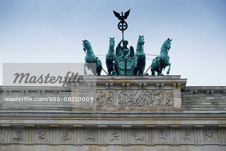 Close-up of Brandenburg Gate, Berlin, Germany.
