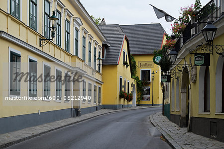 Street with Yellow Buildings, Grinzing, Dobling, Vienna, Austria