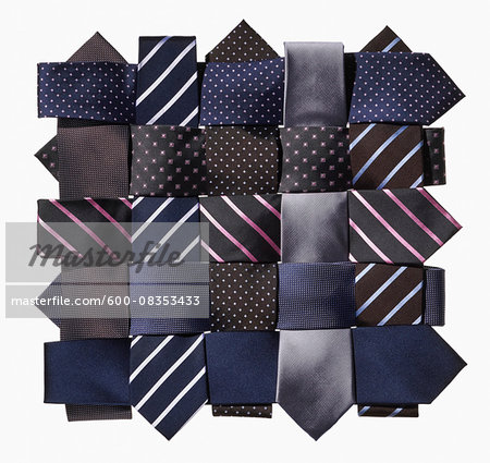 Ten ties braided on a white background Ten ties braided on a white background