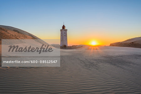 Lighthouse and Dunes, Rubjerg Knude at Sunset, Lokken, North Jutland, Denmark