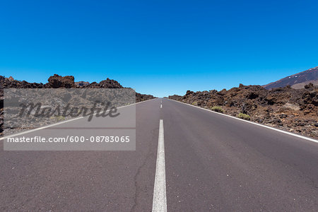 Road through Lava Field in Parque Nacional del Teide, Tenerife, Canary Islands, Spain