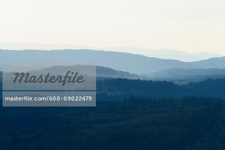 View from Lusen mountain over the Bavarian Forest at Waldhauser in the Bavarian Forest National Park, Bavaria, Germany