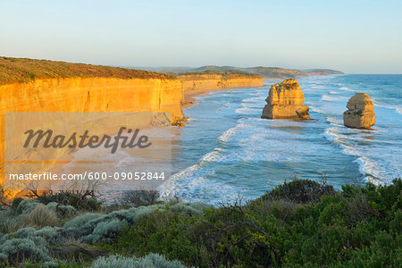 Limestone Stacks of the Twelve Apostles along the coastal shoreline at Princetown, Great Ocean Road in Victoria, Australia Limestone Stacks of the Twelve Apostles along the coastal shoreline at Princetown, Great Ocean Road in Victoria, Australia
