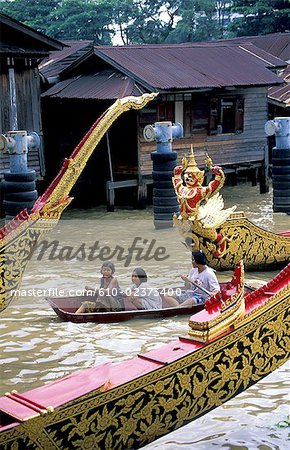 Thailand, Bangkok, royal barges on the Chao Praya River