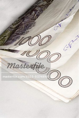 A bundle of money notes, close-up.